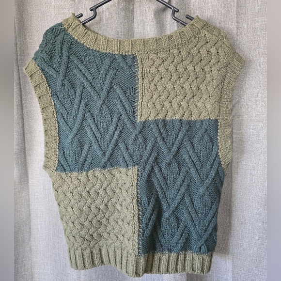 Ces Femme Chucky Green Colorblock Sweater Vest Size Small Oversized - Picture 2 of 5
